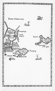 Kort over Laputa, Balnibarbi, Luggnagg, Glubbdubdrib og Japan, illustration fra den første udgave af 